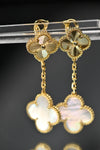 Aretes trebol colección white and gold doble flor