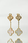 Aretes trebol colección white and gold doble flor