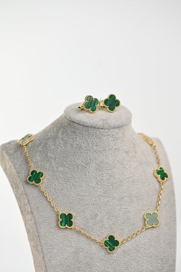 Set : Cadena multiple verde + aretes