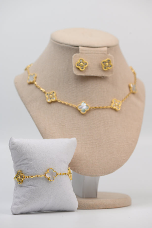 Set : Cadena múltiple shine + aretes + brazalete