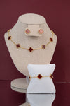 Set : Cadena múltiple roja + brazalete + aretes