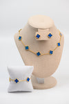 Set : Cadena multiple navy blue + brazalete + aretes